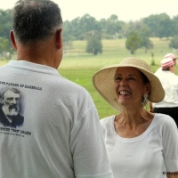 At a Coltsville Vintage Base Ball Game with Marjorie Adams (Doc's great-grand-daughter).
