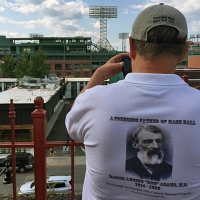 Taking a picture of Fenway from the The Baseball Tavern Roof Deck.
