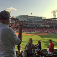 Catching an A-Rod batting practice homerun at Fenway.