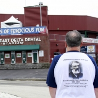 Northeast Delta Dental Stadium in Manchester, NH, home of the New Hampshire Fischer Cats of the Eastern League.